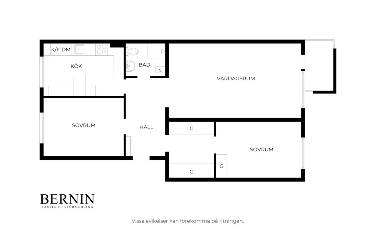 Västra Kristinelundsvägen 33B – planritning 1